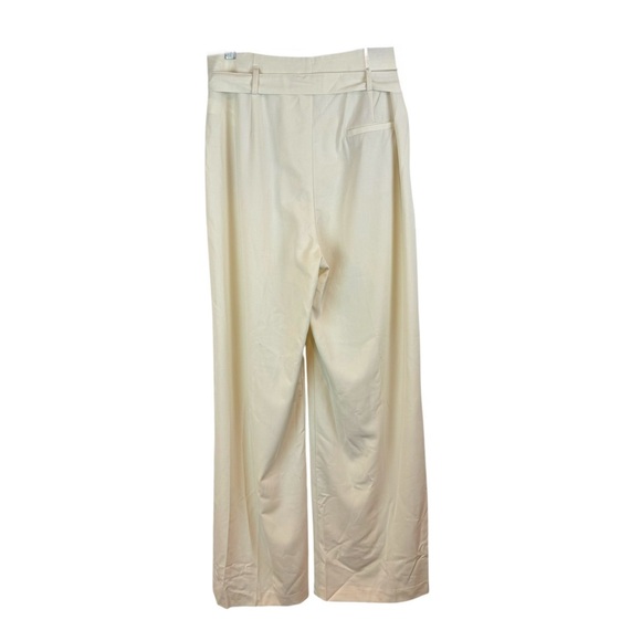 Zara | Cream Pleated Wide Leg Pant with Belt, L - Picture 3 of 8